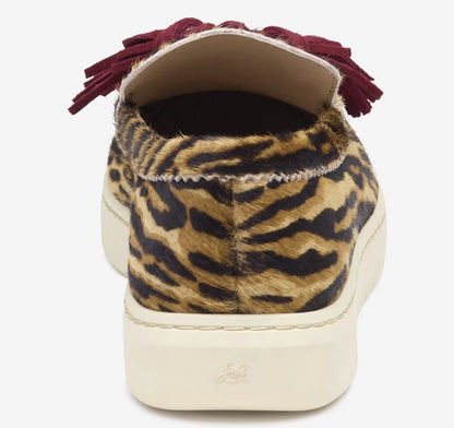 Camryn Tassel Loafer - Beige/Brown Zebra-Print Haircalf/Merlot Kid Suede