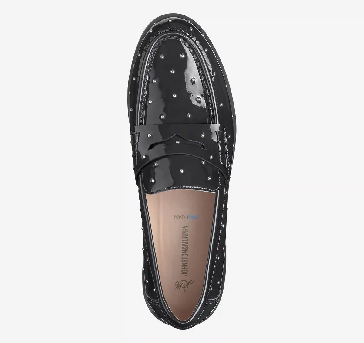 Gillian Studded Penny Loafer - Black Patent Leather