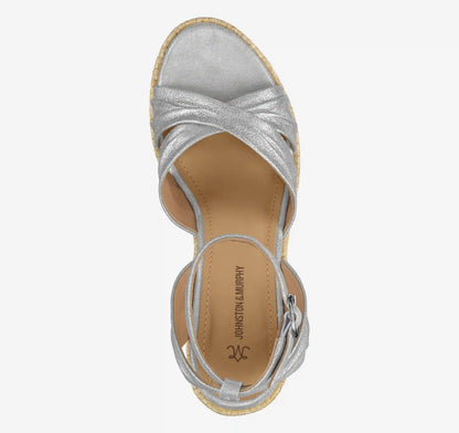 Marcia Cross-Band Sandal - Silver Metallic Kid Suede
