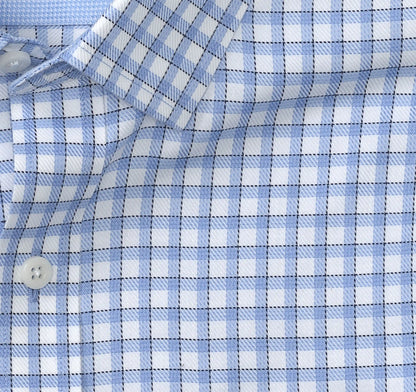 Ovation Non-Iron Dress Shirt - Blue/Navy Outlined Grid