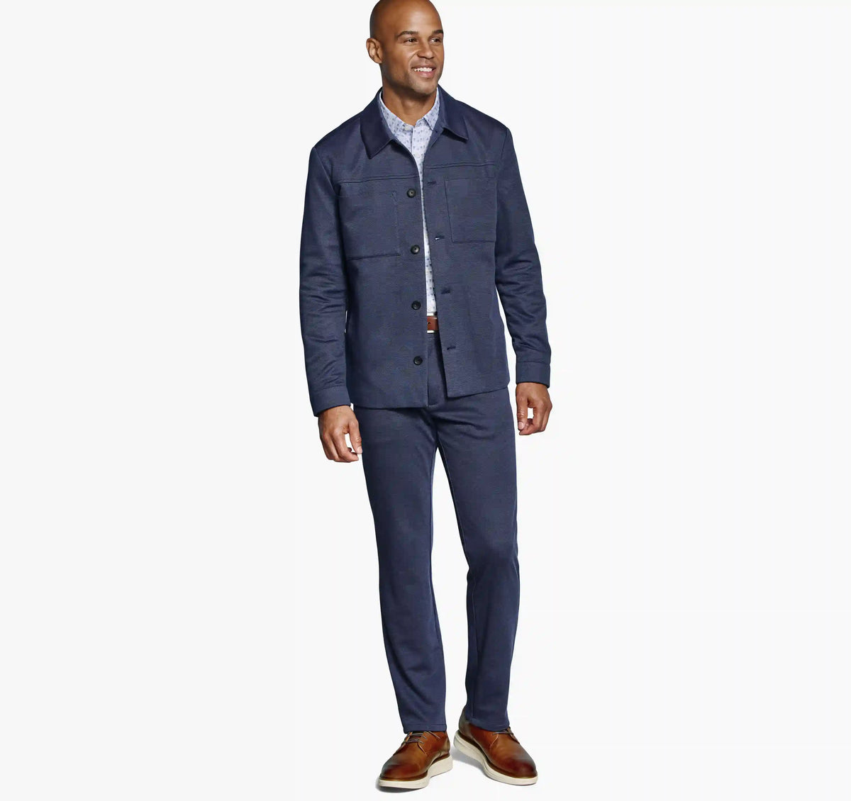 XC Flex® Pinnacle Knit Shirt Jacket - Navy Birdseye