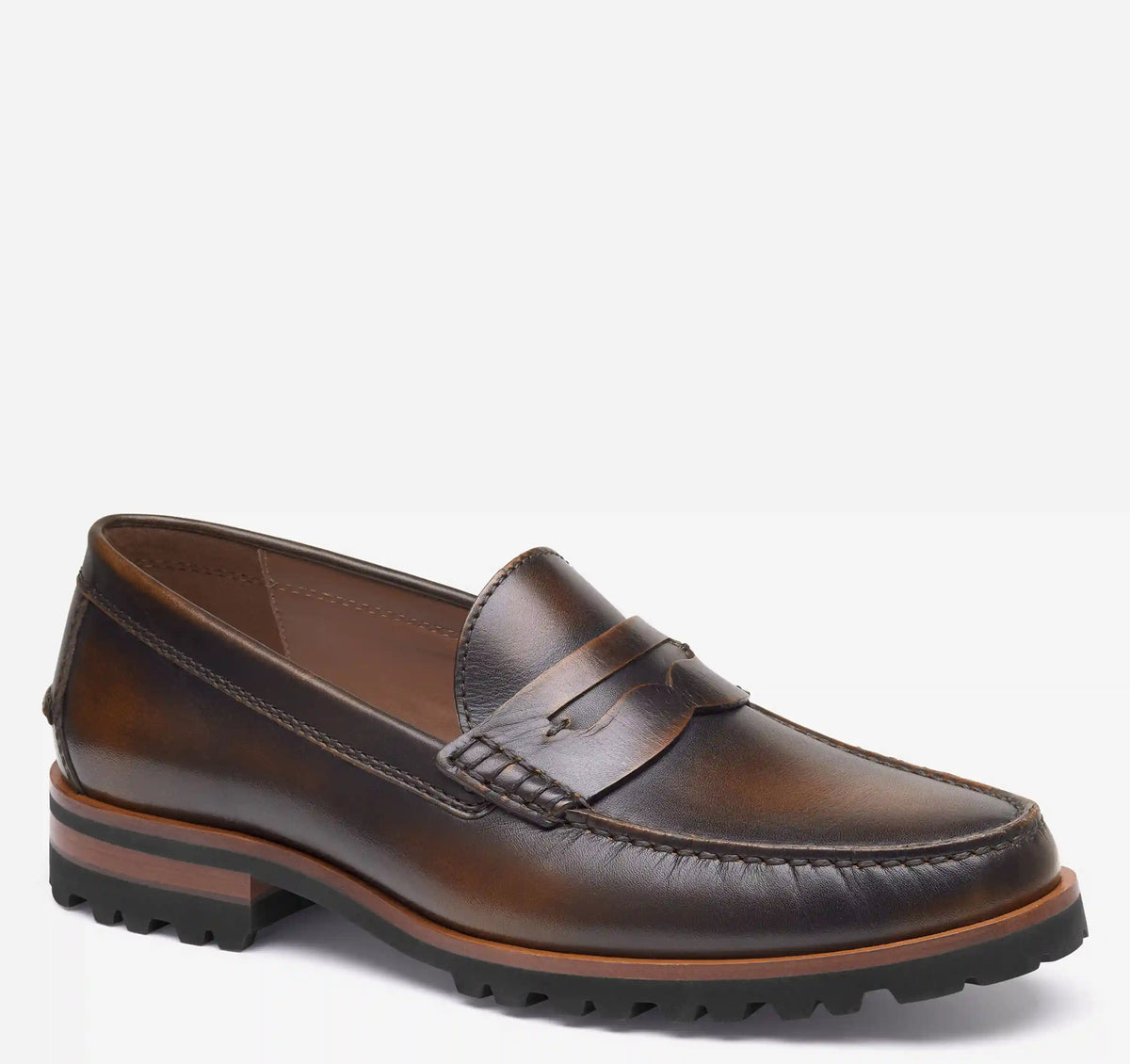 Baldwin Lug Penny Loafer - Brown Brush-Off Full-Grain Leather