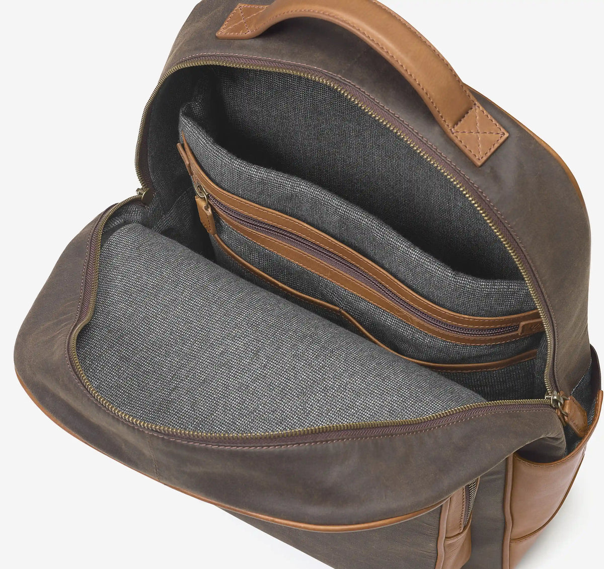 Rhodes Backpack - Brown Antique Cotton/Tan Full Grain