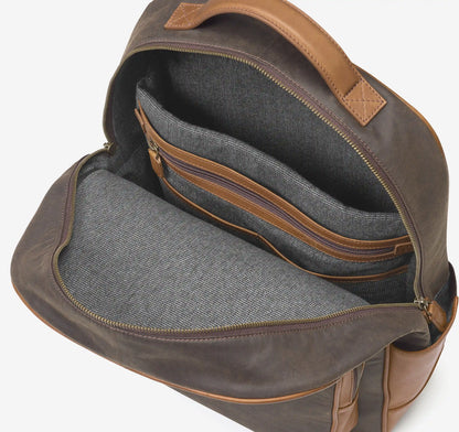 Rhodes Backpack - Brown Antique Cotton/Tan Full Grain