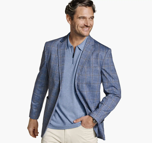 XC Flex® Pinnacle Knit Blazer - Blue/Tan Shadow Plaid