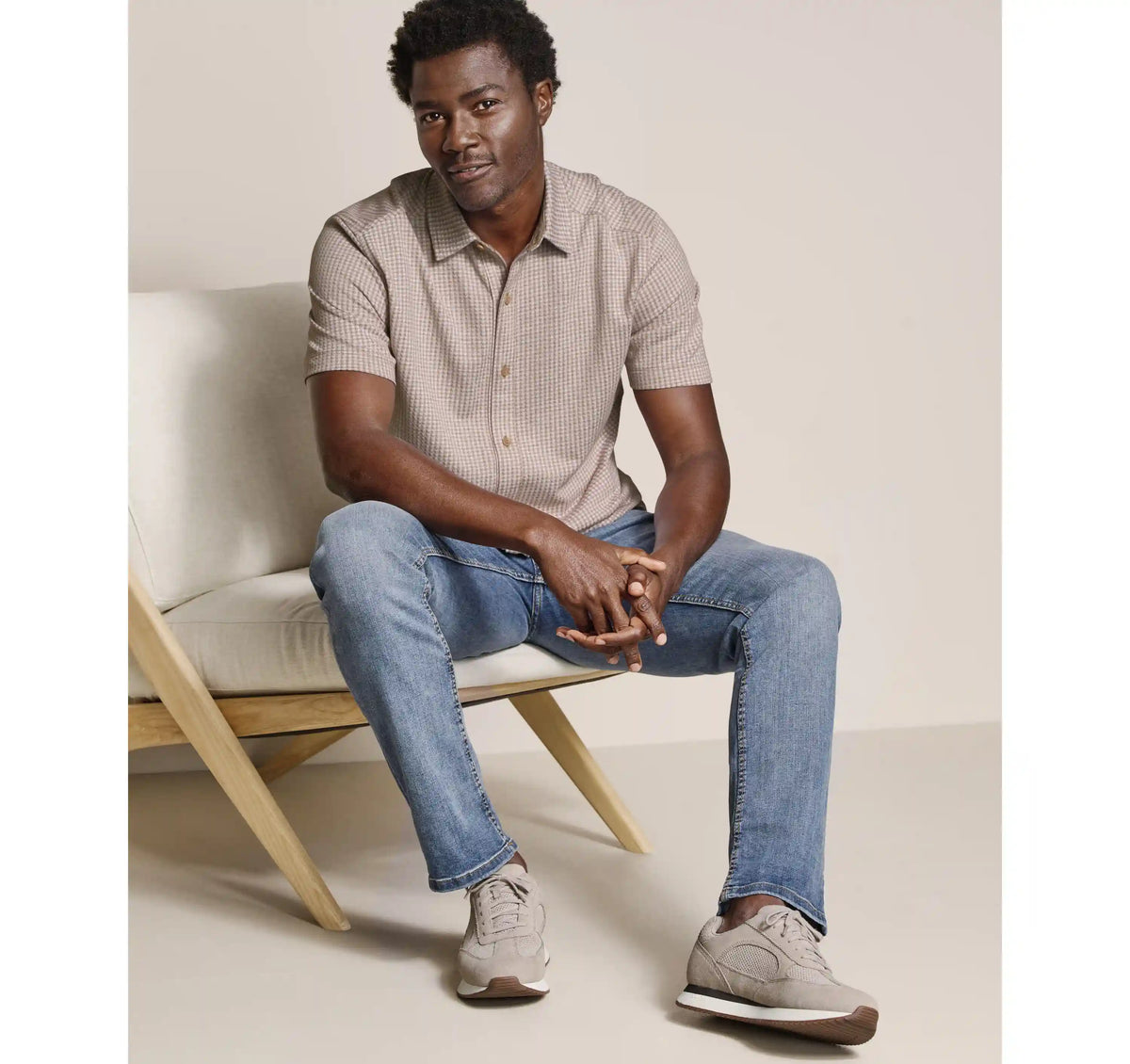 Bennett Short-Sleeve Shirt - Tan Gingham