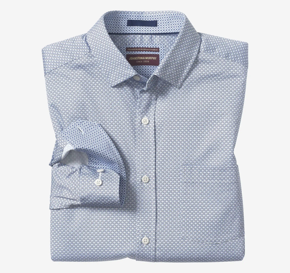 Logan Printed Long-Sleeve Shirt - Blue/Black Dotted Maze