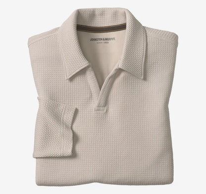 Sedona Long-Sleeve V-Neck Polo - Stone