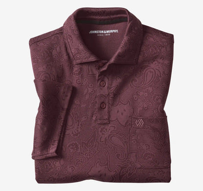 Evans Jacquard Polo - Burgundy Paisley