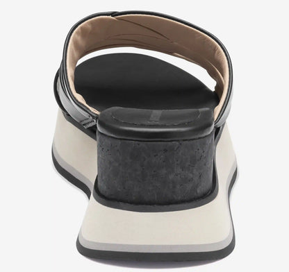 Colleen Triple-Band Slide - Black Nappa Leather