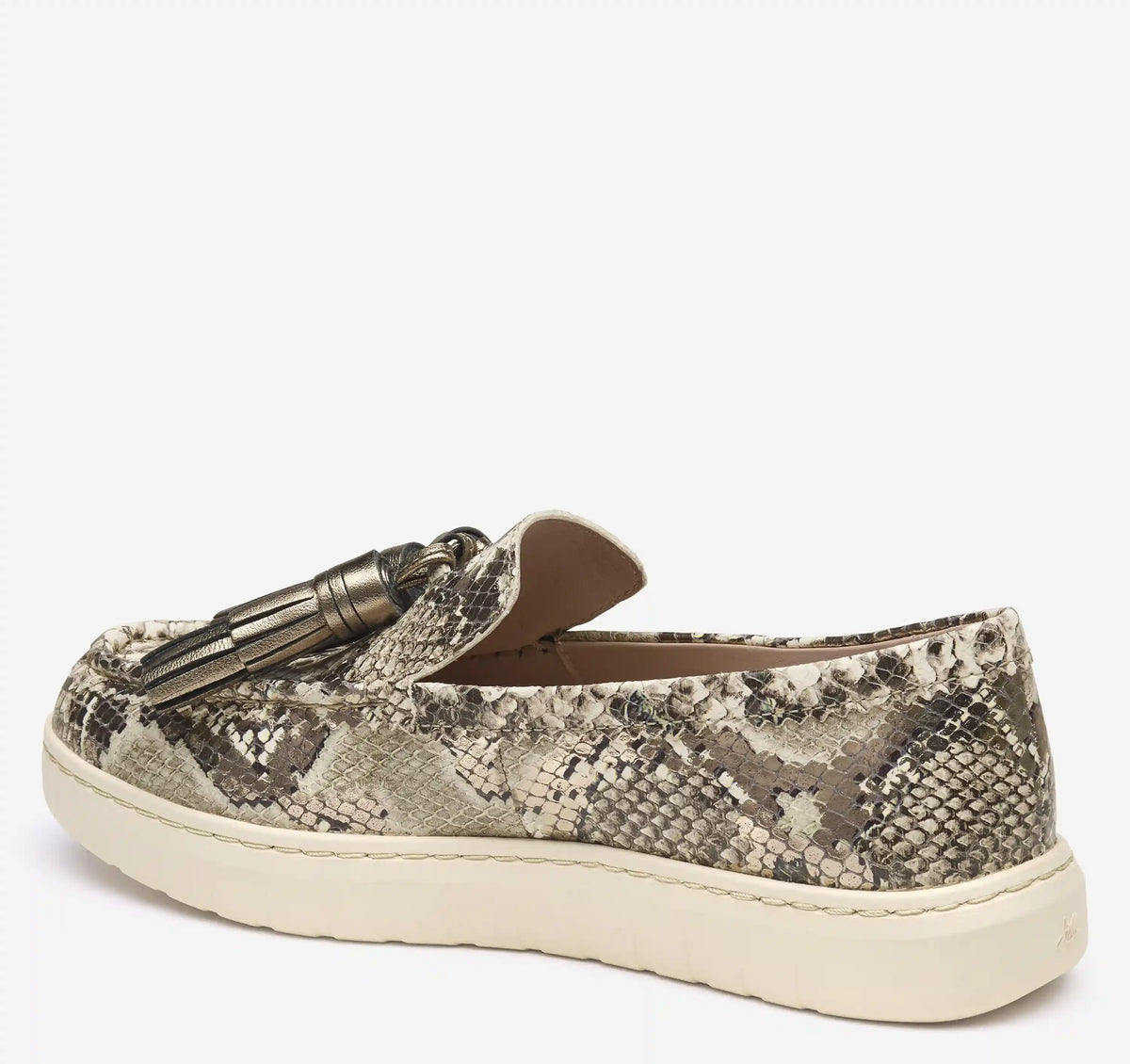 Camryn Tassel Loafer - Pewter Metallic Snake-Embossed Leather