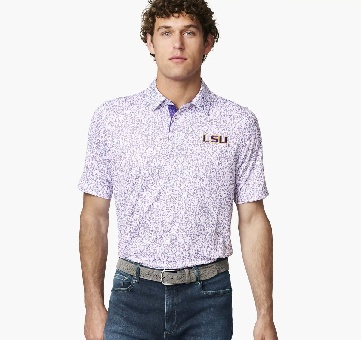 Collegiate XC+­™ Multi Sport Print Polo - LSU - Purple