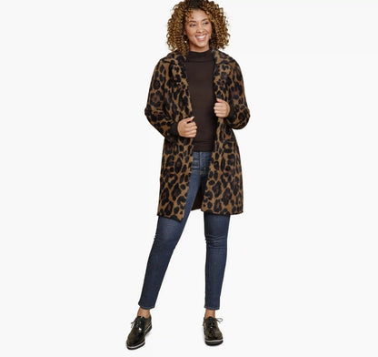 Leopard Eyelash Coatigan - Black/Brown
