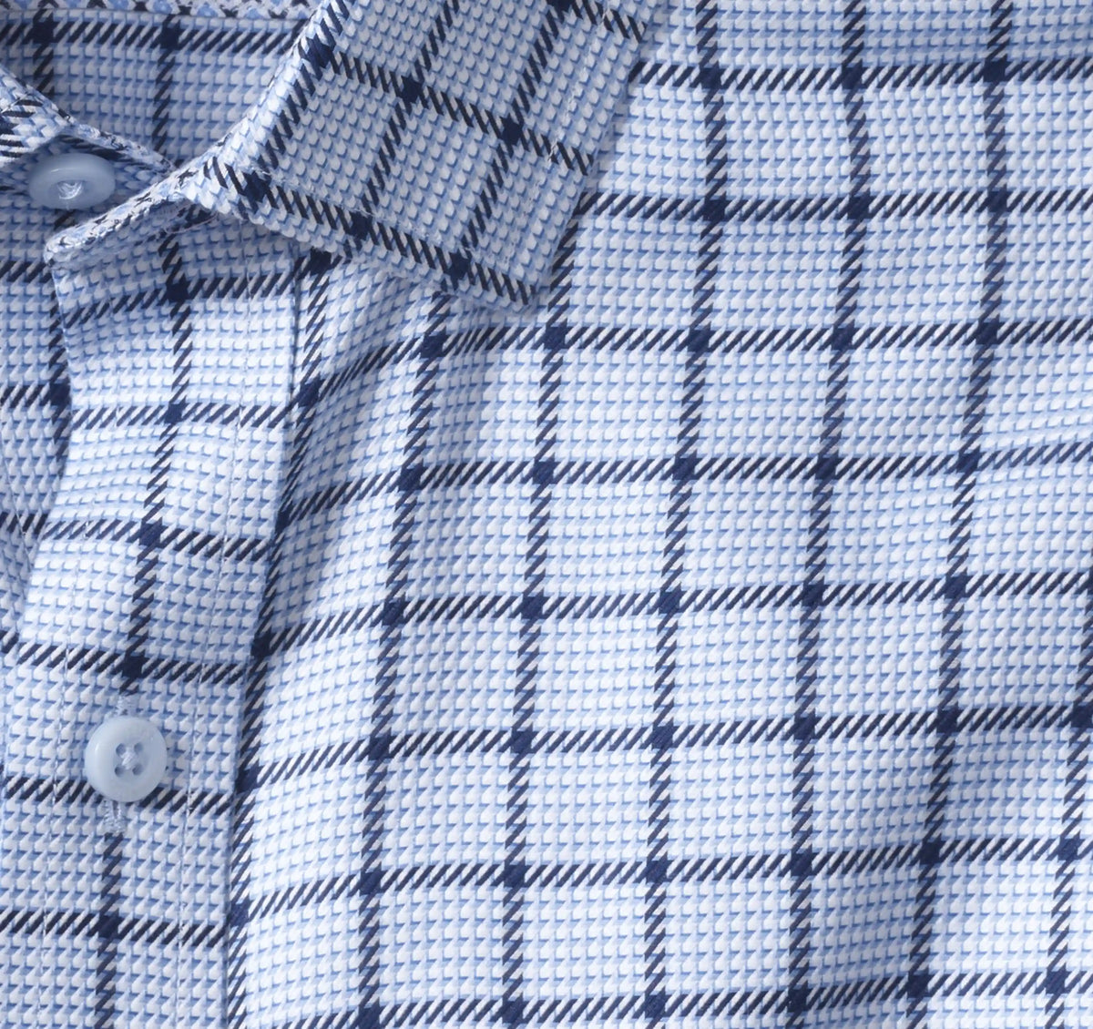 Ovation Non-Iron Dress Shirt - Blue Angled Neat Windowpane