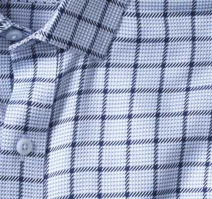 Ovation Non-Iron Dress Shirt - Blue Angled Neat Windowpane