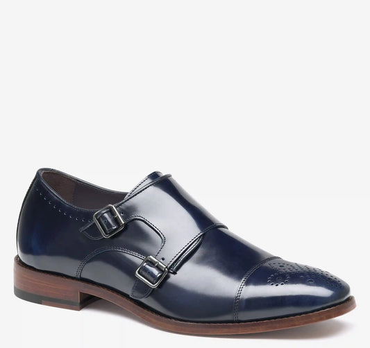 Arrister Double-Monk Cap Toe - Navy Italian Full-Grain Leather