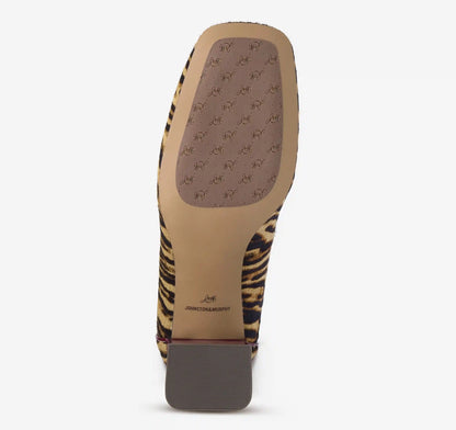 Whitney Pump - Beige/Brown Zebra-Print Haircalf/Red Patent Leather