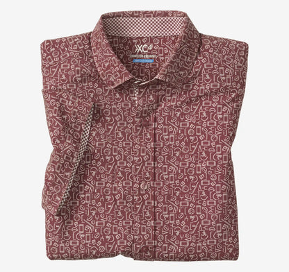 Game Day XC4® Short-Sleeve Multi-Sport Print Shirt - Burgundy