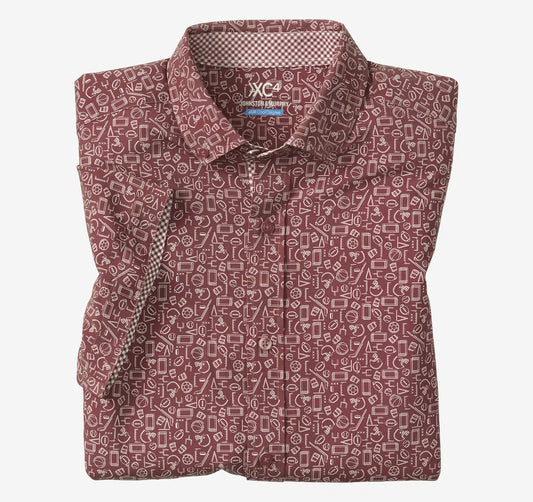 Game Day XC4® Short-Sleeve Multi-Sport Print Shirt - Burgundy