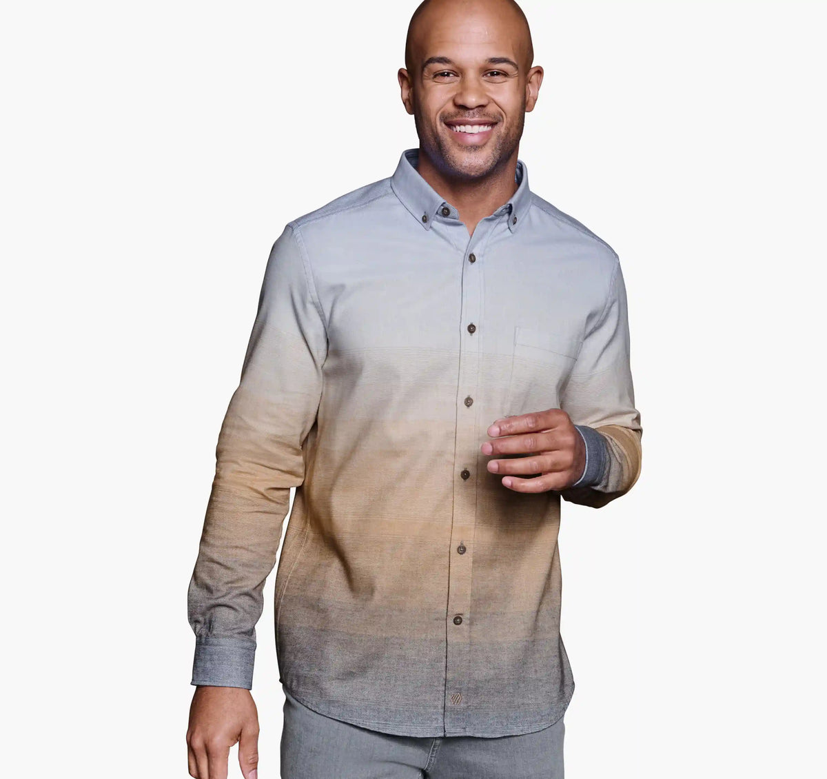 Huntley Mélange Shirt - Blue/Brown Brushed Ombre