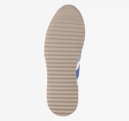 Gracie Double-Strap Sneaker - White Calfskin/Blue/Green Suede