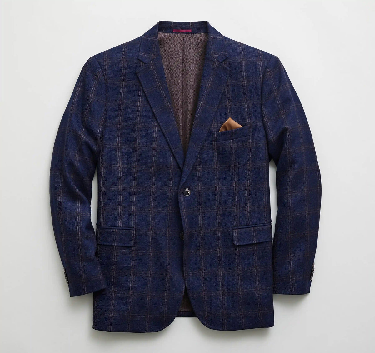 Townsend Dress Wool Blazer - Navy Brown Plaid