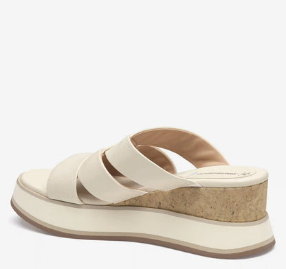Colleen Triple-Band Slide - Bone Nappa Leather