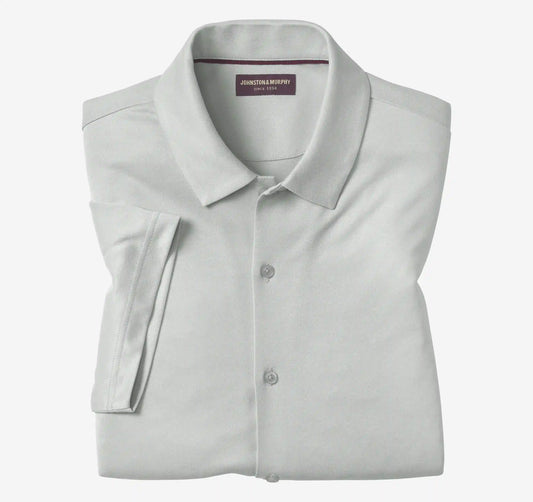 Vintage Birdseye Button-Front Shirt - Light Gray
