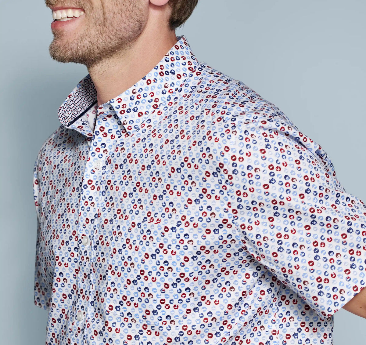 Logan Printed Short-Sleeve Shirt - Blue/Red Ocean Icons