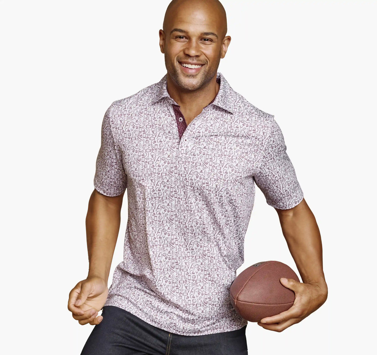 Game Day XC+™ Multi-Sport Print Polo - Burgundy
