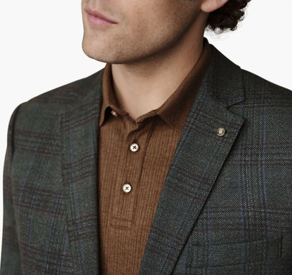 Townsend Dress Wool Blazer - Dark Green Plaid