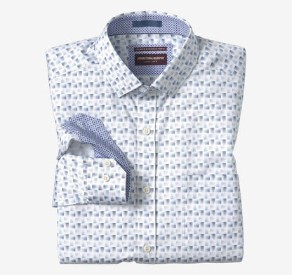Logan Printed Long-Sleeve Shirt - White/Gray Shadow Box