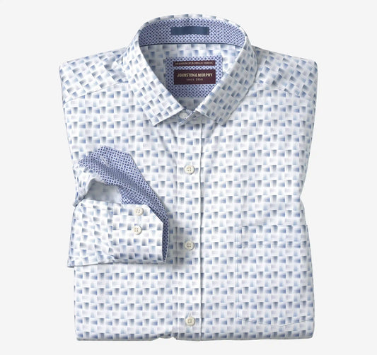 Logan Printed Long-Sleeve Shirt - White/Gray Shadow Box