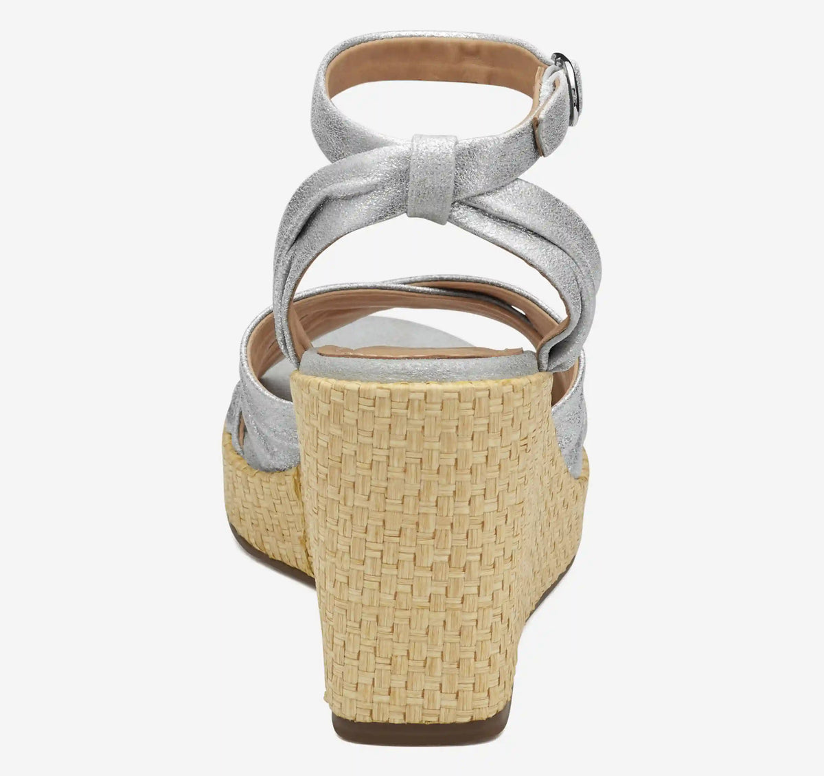 Marcia Cross-Band Sandal - Silver Metallic Kid Suede