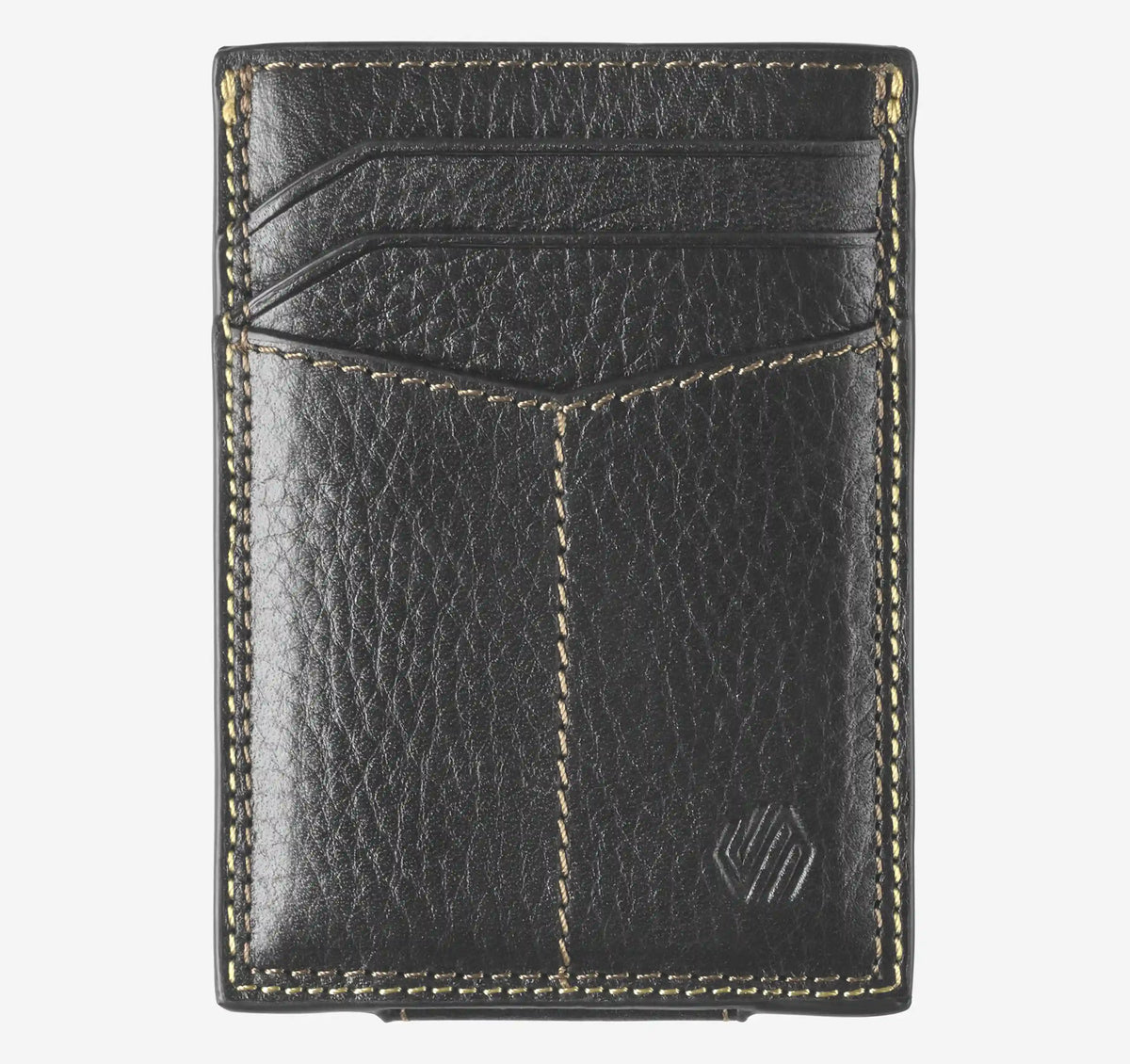 Double-Contrast Stitch Front Pocket Wallet - Black
