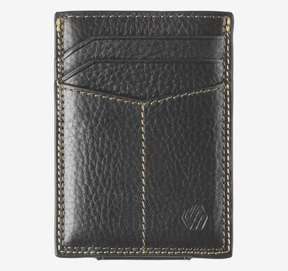 Double-Contrast Stitch Front Pocket Wallet - Black