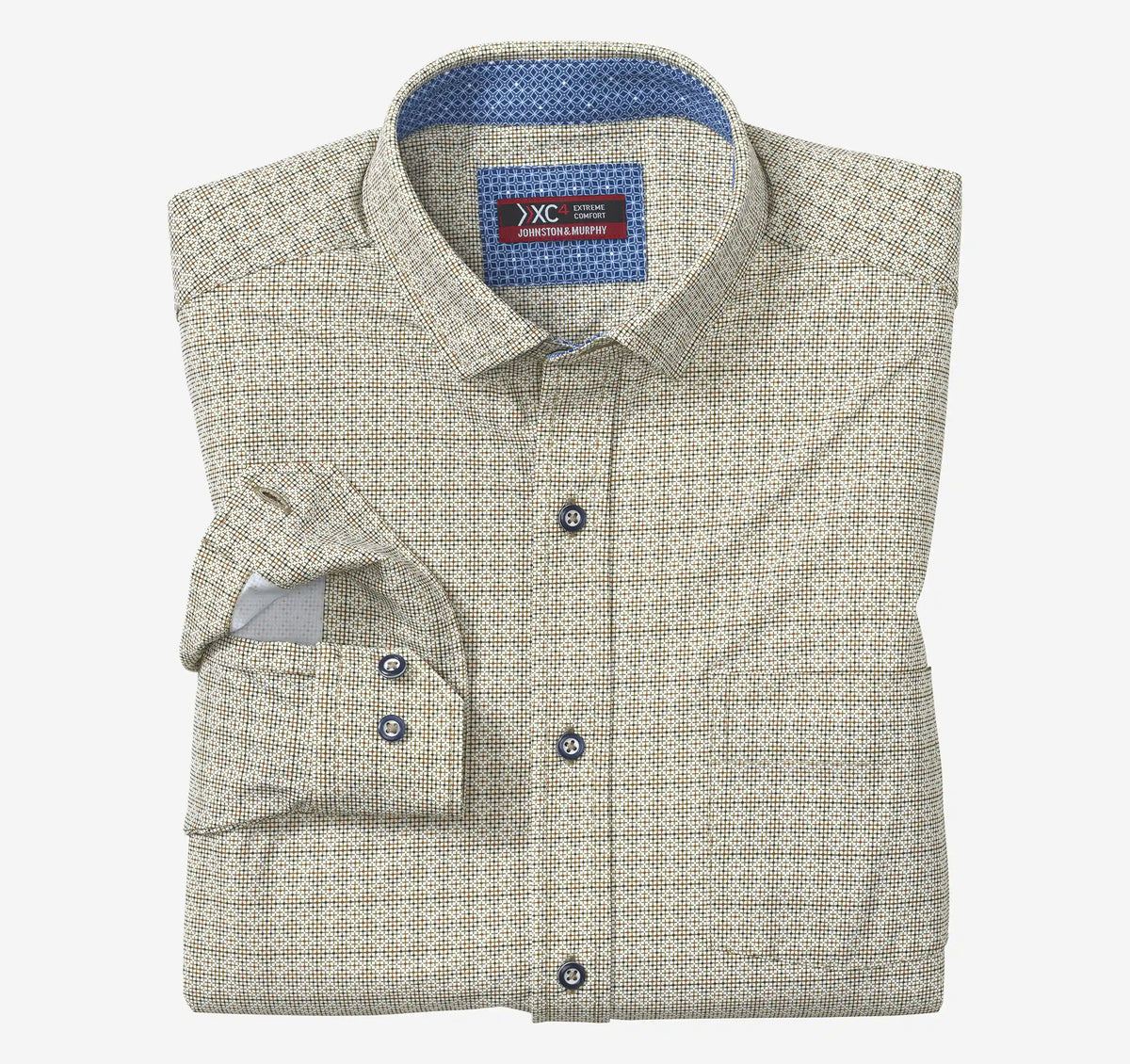 XC+™ Motion Long-Sleeve Print Knit Shirt - Olive Geo Multi Grid