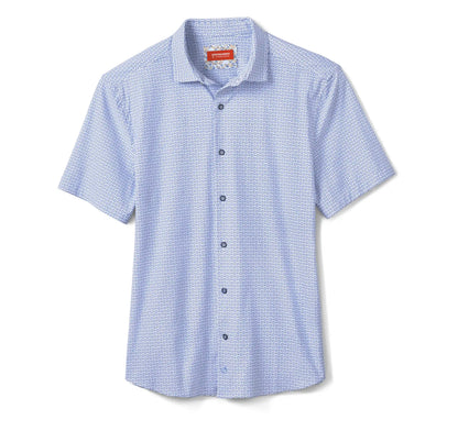 XC+™ Motion Short-Sleeve Print Knit Shirt - Blue Dotted Tile