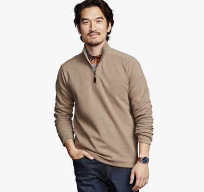 Reversible Solid Quarter-Zip - Oatmeal/Light Gray