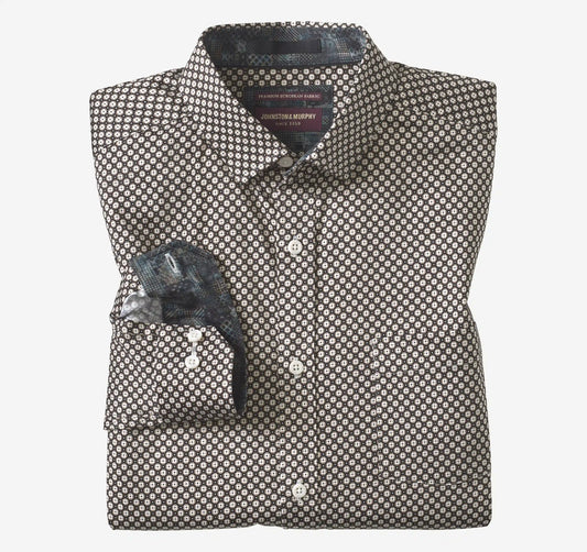 Logan Printed Long-Sleeve Shirt - Black/Tan Mini Tile