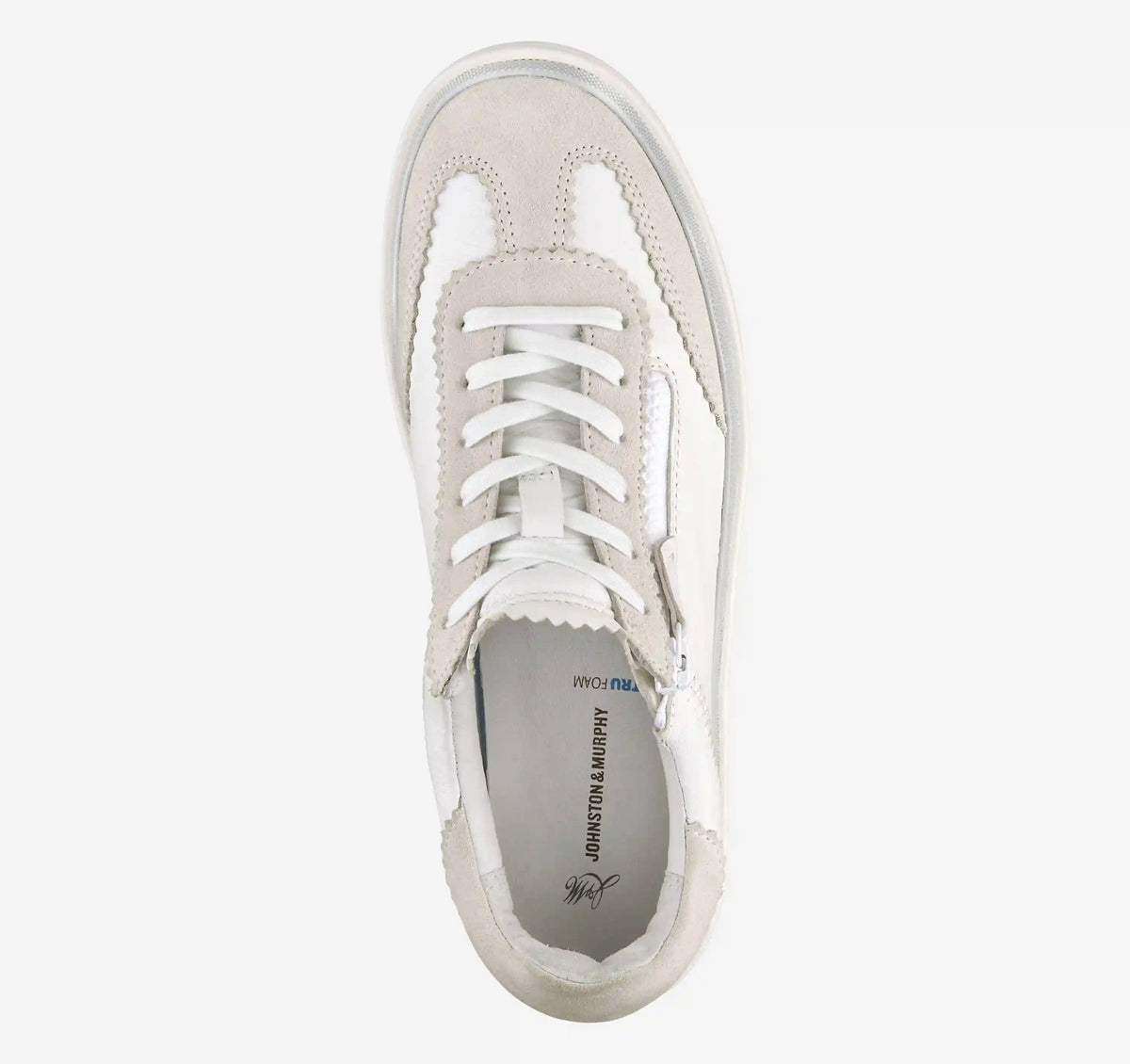 Ashley Side-Zip Lace-Up - White Suede/Glove Leather