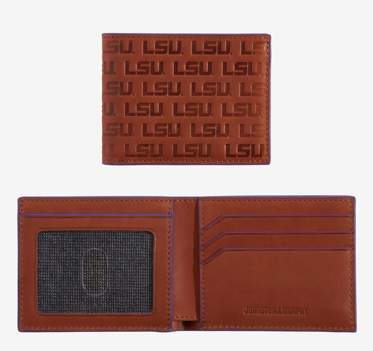 Collegiate Embossed Billfold Wallet - LSU - Tan Full Grain