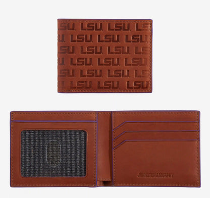 Collegiate Embossed Billfold Wallet - LSU - Tan Full Grain