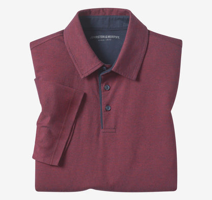 Fine-Stripe Polo - Burgundy