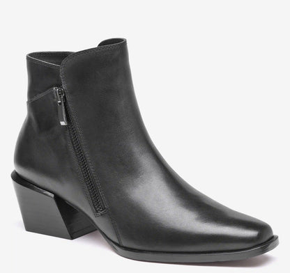Kalista Double-Zip Bootie - Black Calfskin