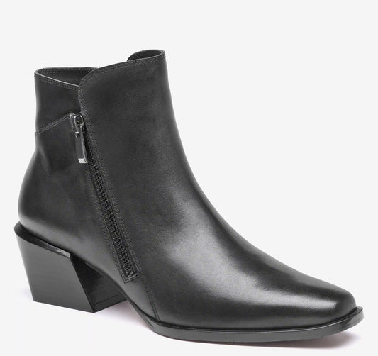 Kalista Double-Zip Bootie - Black Calfskin