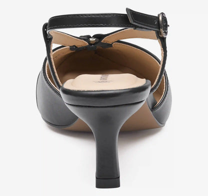 Lindsey Ring Slingback - Black Glove Leather