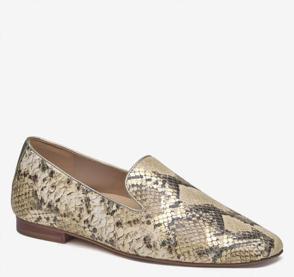Isabel Venetian Loafer - Gold Metallic Snake-Embossed Leather