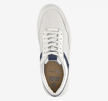Dawson Moc Toe U-Throat - White Full Grain/Navy Suede