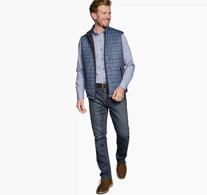 Upton Reversible Vest - Blue Plaid/Navy